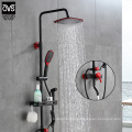 Bathroom Accessory Brass 4 Functions Hand Shower Set with Matt Black Wall Mounted Water Outlet Bracket